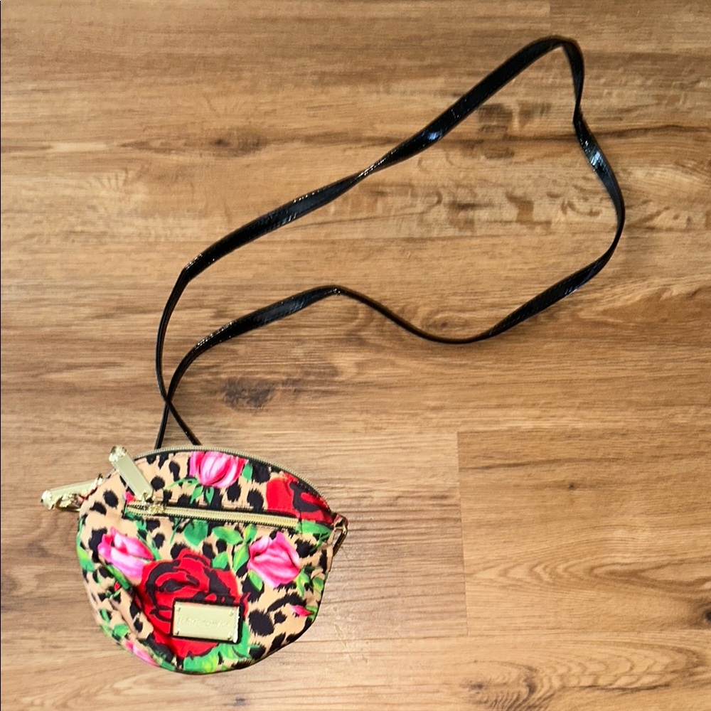 Betsy Johnson Vintage Floral and Leopard PrintCrossbody Bag
